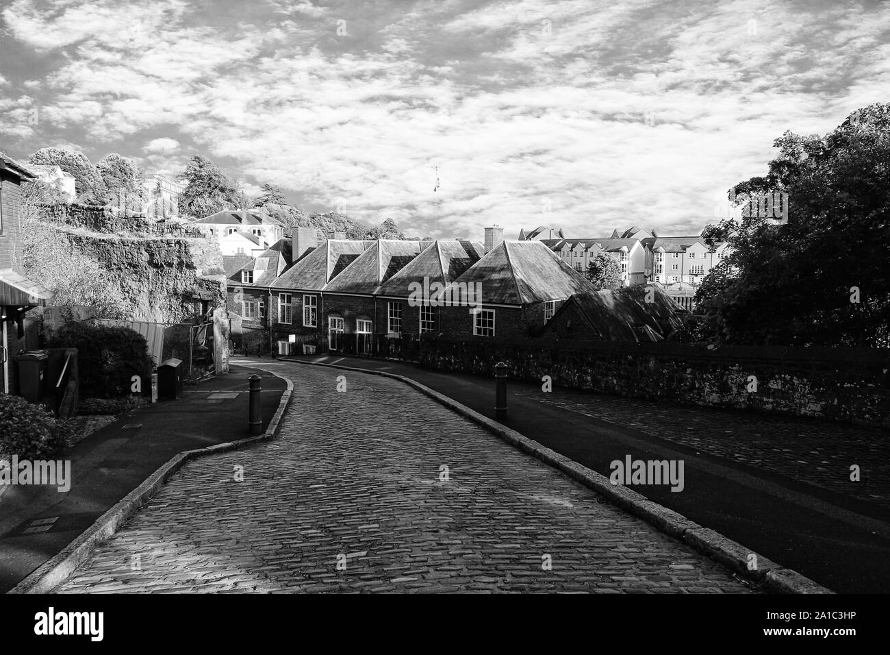 Exeter case rosse Foto Stock