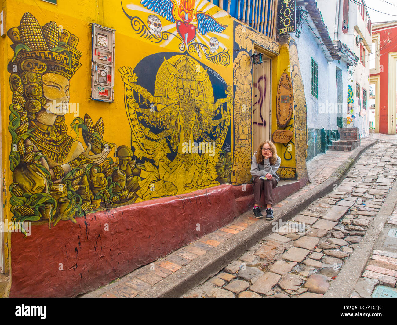 Bogotà, Colombia - 01 Maggio 2016: colorati dipinti sulle pareti di Bogotà Foto Stock