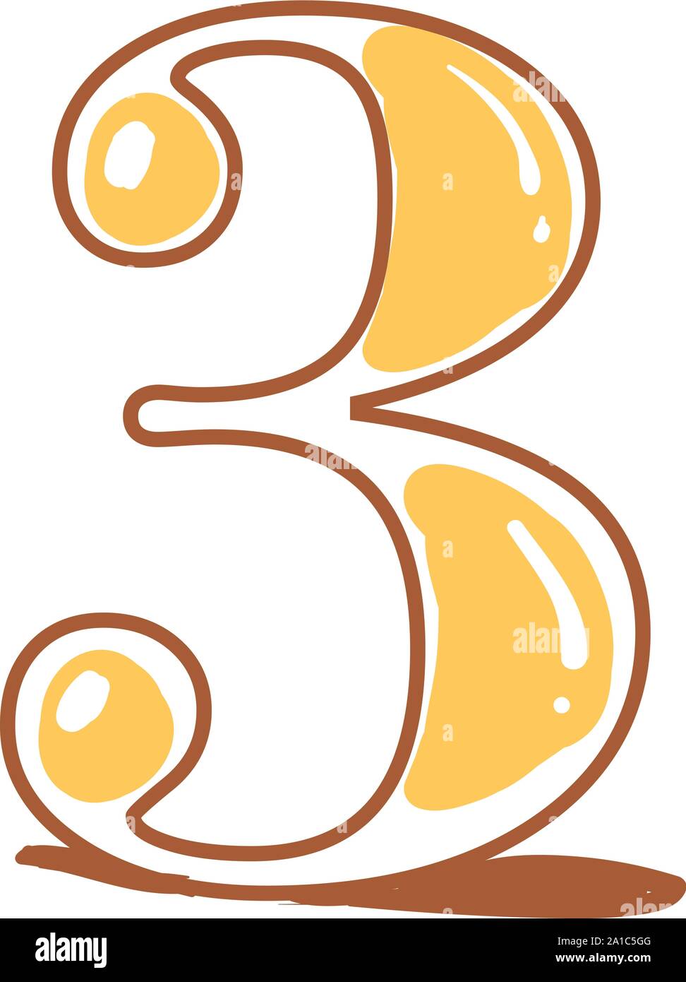 Numero 3, Illustrazione Vettore su sfondo bianco. Illustrazione Vettoriale