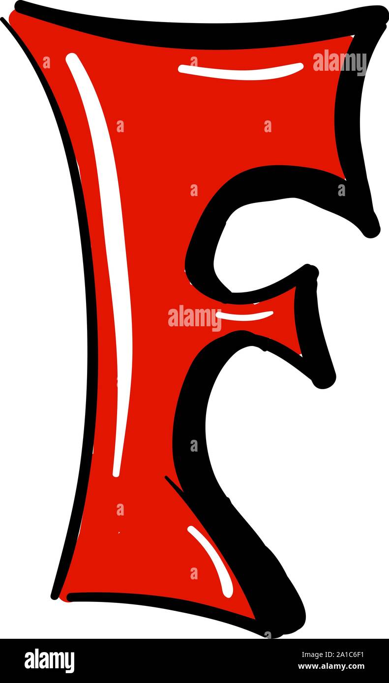 Lettera F, illustrazione vettore su sfondo bianco. Illustrazione Vettoriale