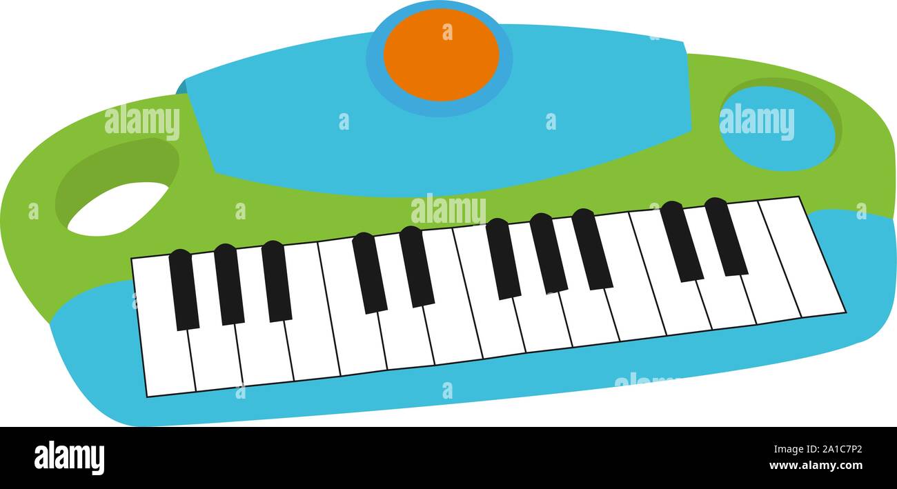 Sintetizzatore per bambini, illustrazione vettore su sfondo bianco. Illustrazione Vettoriale