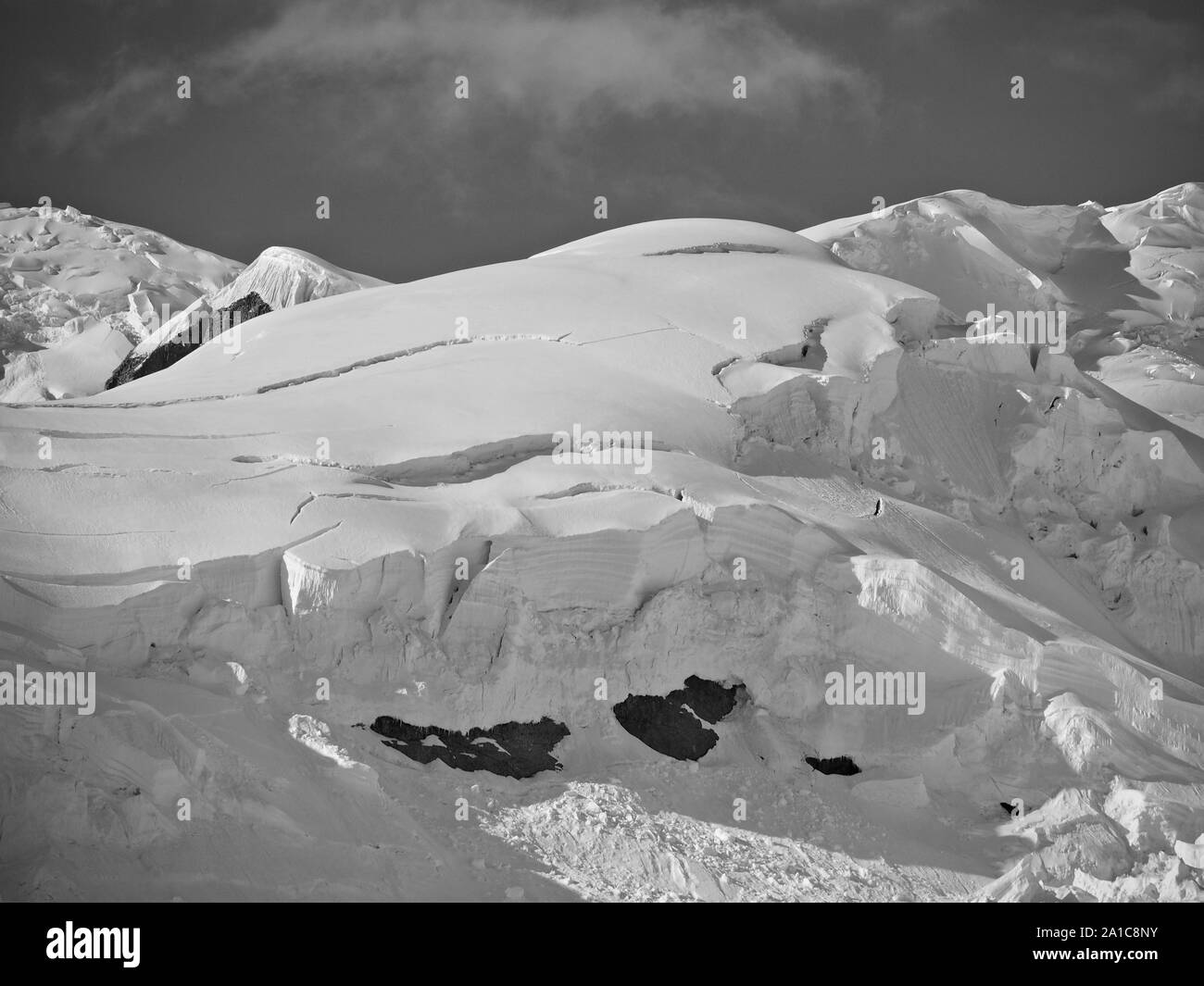 L'Antartide paesaggio Paradise Bay in bianco e nero di Glacier Foto Stock