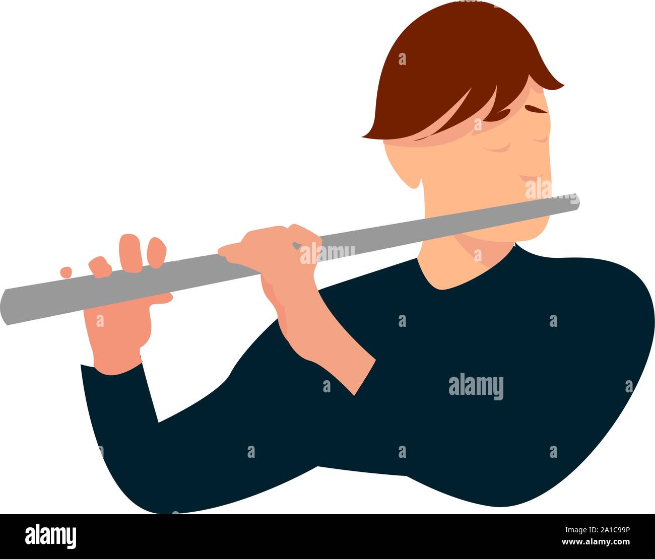 Flautista, illustrazione, vettore su sfondo bianco. Illustrazione Vettoriale