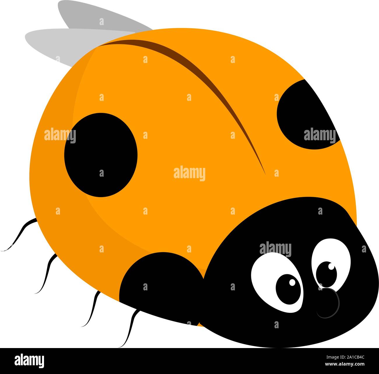 Giallo lady bug, illustrazione vettore su sfondo bianco. Illustrazione Vettoriale