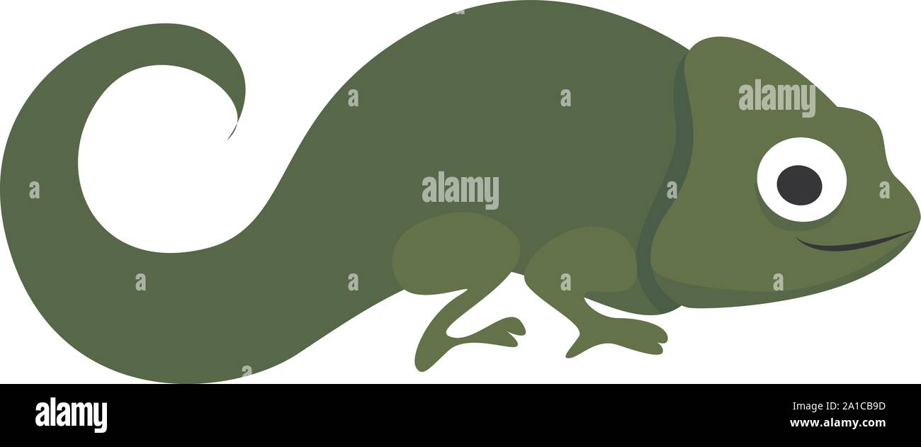 Verde CAMALEONTE, illustrazione, vettore su sfondo bianco. Illustrazione Vettoriale