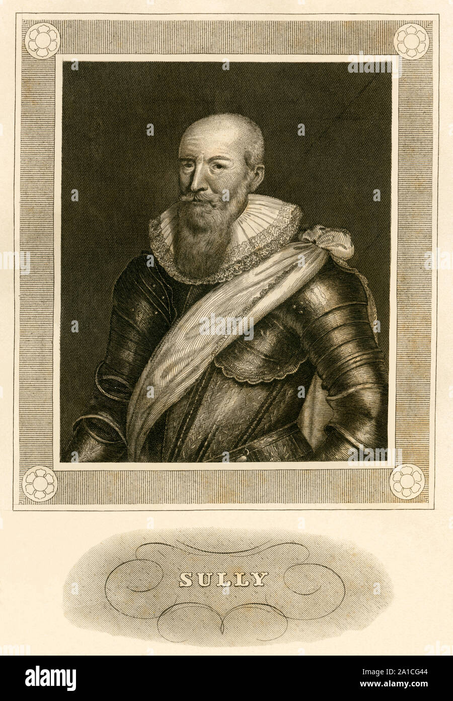 Europa, Frankreich, Rosny, Dep. Yvelines, Maximilien di Béthune, Duc de Sully , französischer Politiker, Soldat, Marschall von Frankreich, Stahlstich, um 1850 / Europa, Francia, Rosny, Dep. Yvelines, Maximilien de Béthune Duca de Sully, nobile francese, soldato e uomo politico, incisione di acciaio intorno al 1850 . Foto Stock