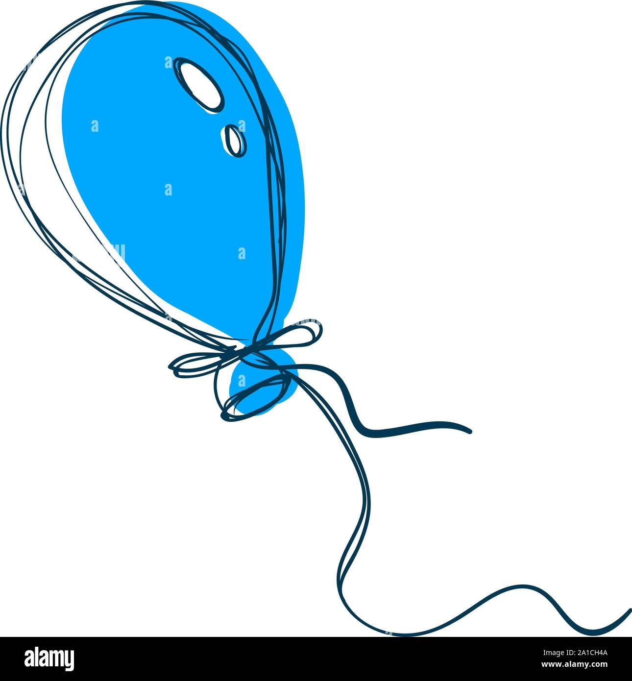 Blu a palloncino, illustrazione vettore su sfondo bianco. Illustrazione Vettoriale