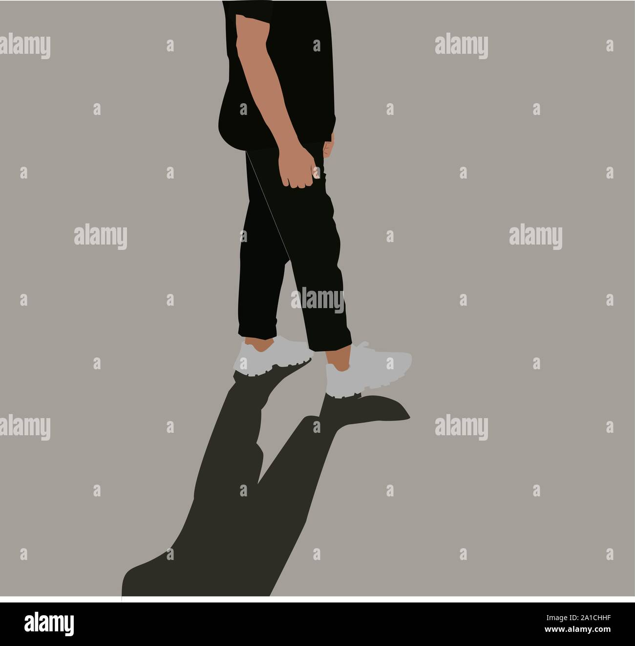 Piedi shadow, illustrazione, vettore su sfondo bianco. Illustrazione Vettoriale