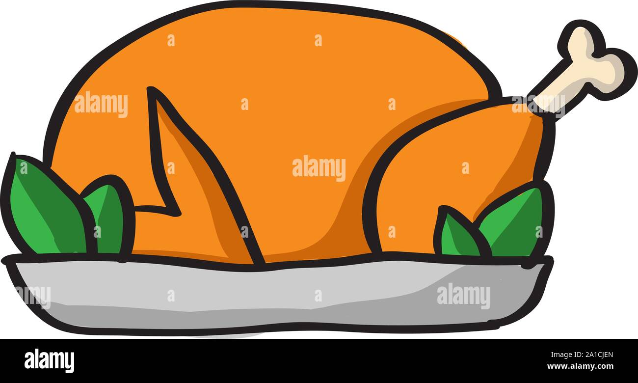 Pollo arrosto, illustrazione, vettore su sfondo bianco. Illustrazione Vettoriale