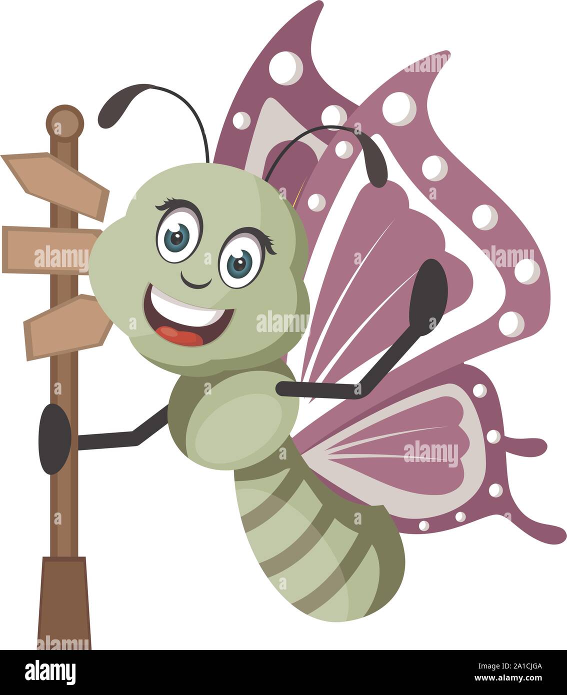 Farfalla con cartello stradale, illustrazione vettore su sfondo bianco. Illustrazione Vettoriale Farfalla con cartello stradale, illustrazione vettore su sfondo bianco. Illustrazione Vettoriale