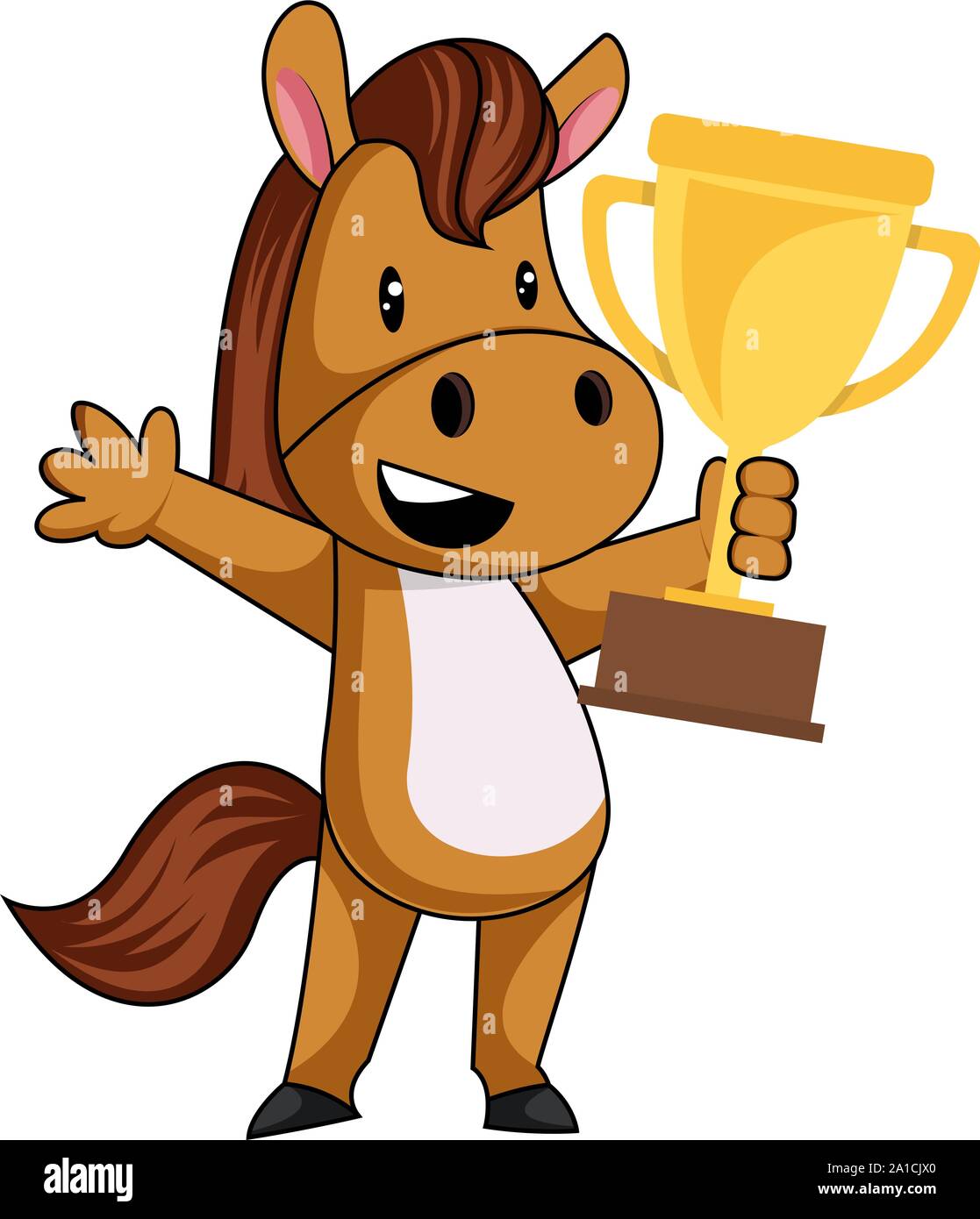 A cavallo con il trofeo, illustrazione, vettore su sfondo bianco. Illustrazione Vettoriale
