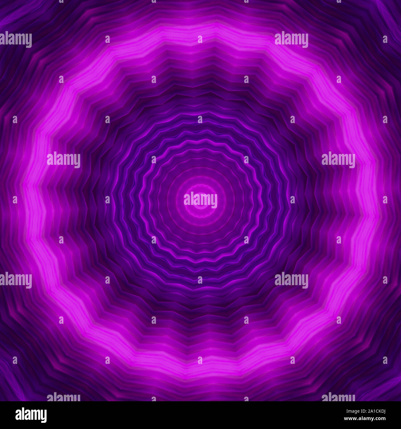 Neon sullo sfondo del cerchio in toni di viola . Modello di caleidoscopici. Il futuristico mandala. Foto Stock