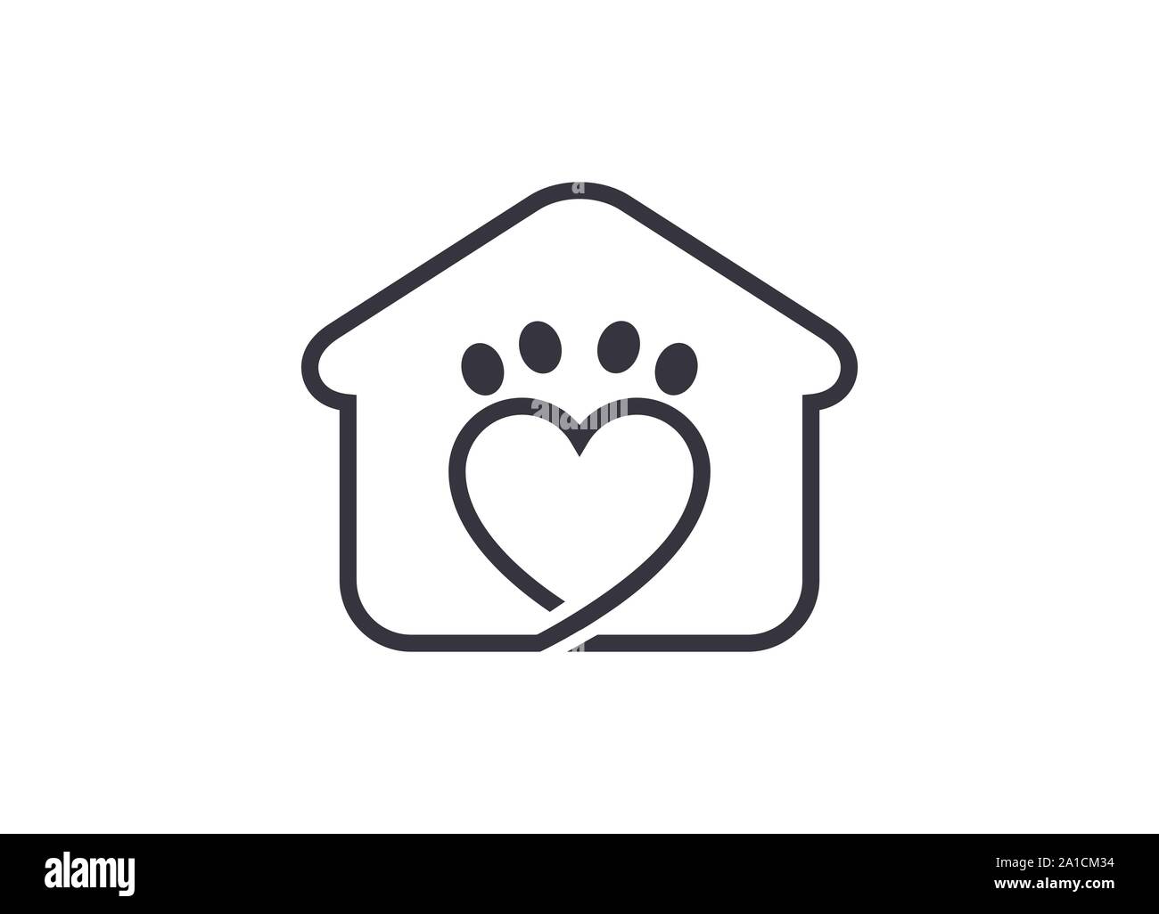 Animali domestici Home vettore modello Logo, Pet Home Logo Design Illustrazione, cane gatto pet house home love logo icona vettore Pet House Logo, pet care logo Illustrazione Vettoriale