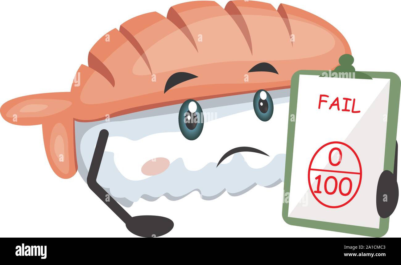 Il Sushi con cattiva qualità, illustrazione, vettore su sfondo bianco. Illustrazione Vettoriale
