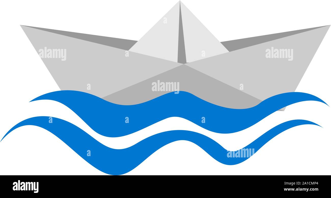 Barca di carta, illustrazione vettore su sfondo bianco. Illustrazione Vettoriale