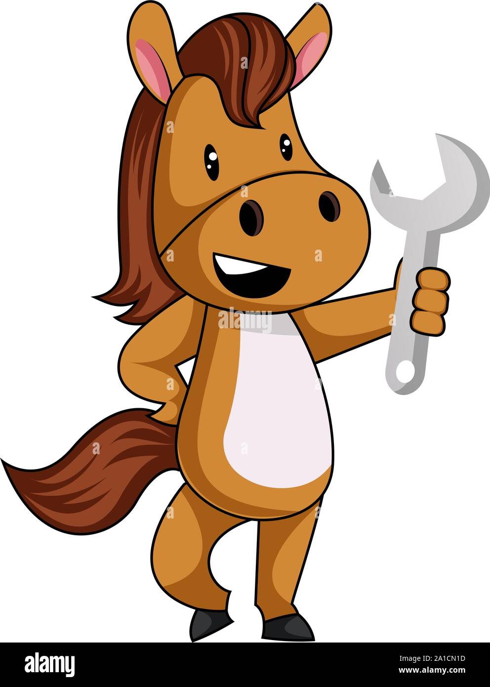 Cavallo con chiave, illustrazione, vettore su sfondo bianco. Illustrazione Vettoriale