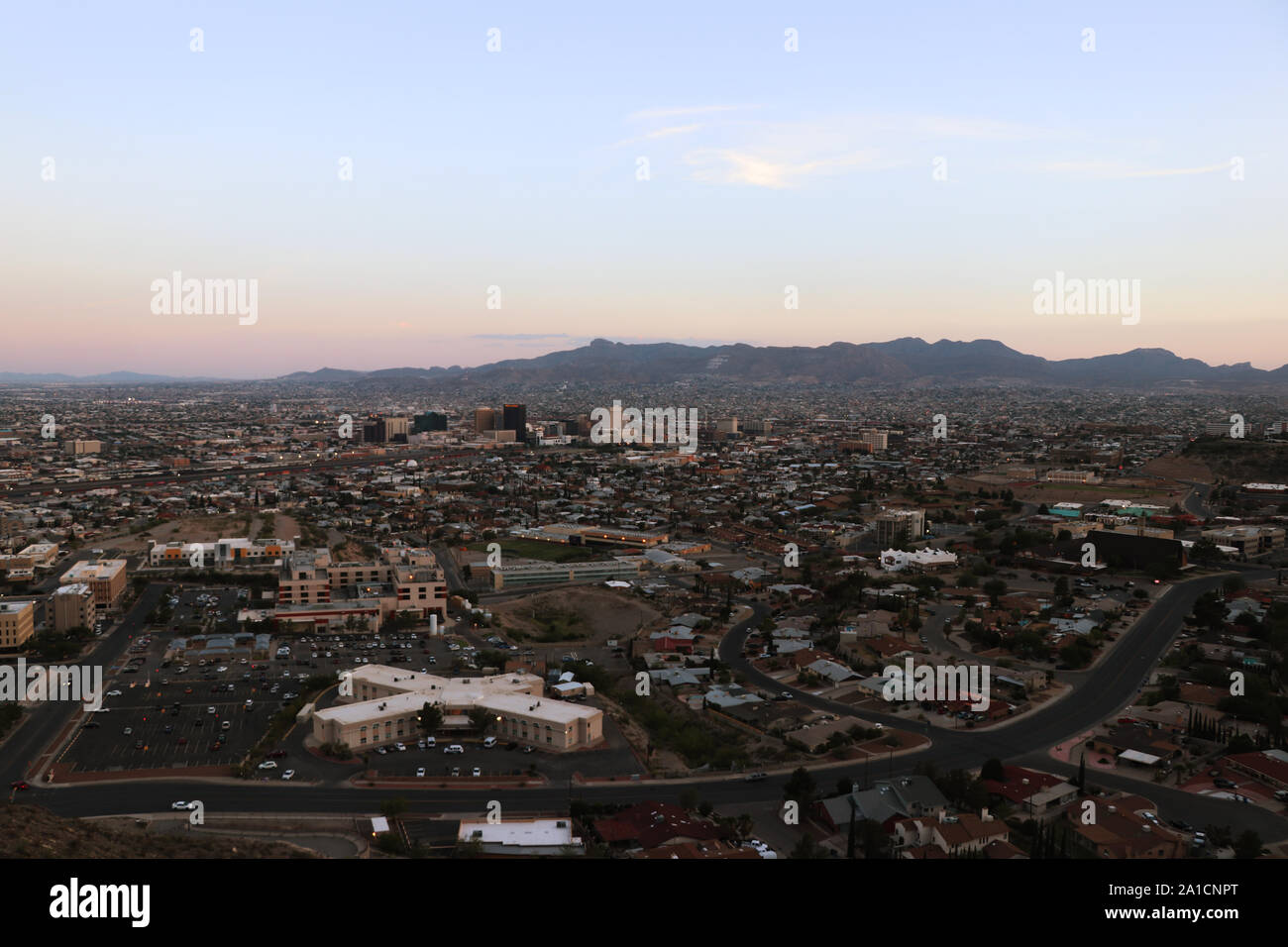 Vista di El Paso e Ciudad Juarez Foto Stock
