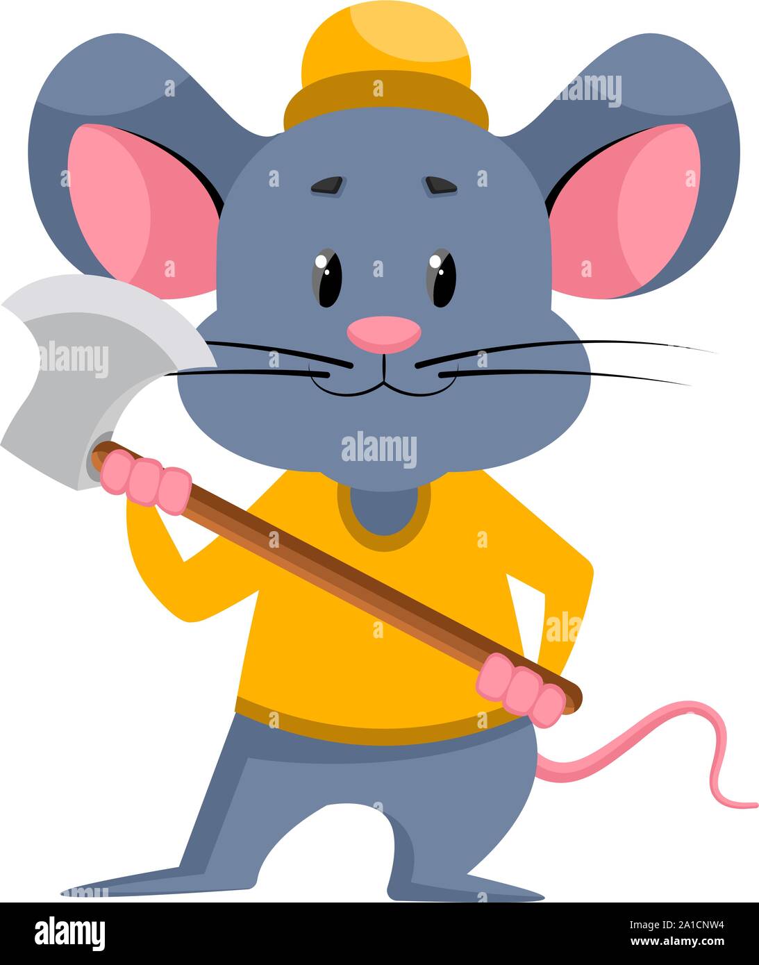Mouse con ax, illustrazione vettore su sfondo bianco. Illustrazione Vettoriale