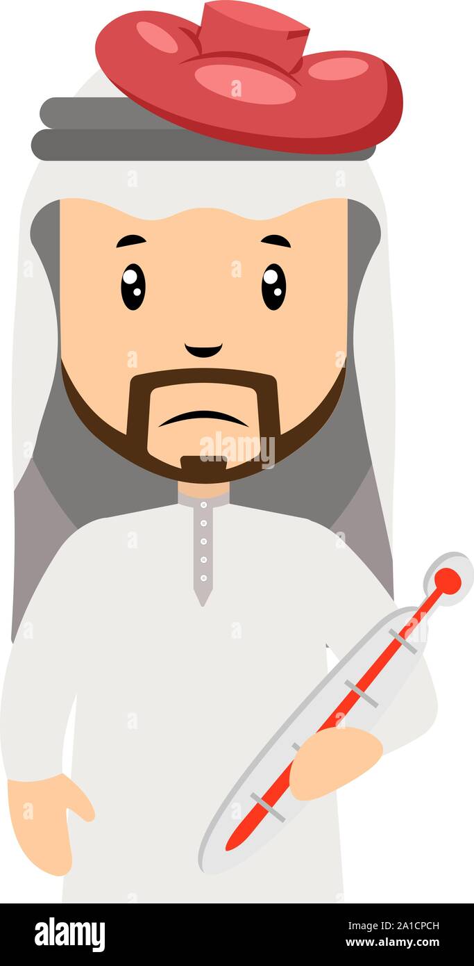 Gli uomini arabi è malato, illustrazione vettore su sfondo bianco. Illustrazione Vettoriale