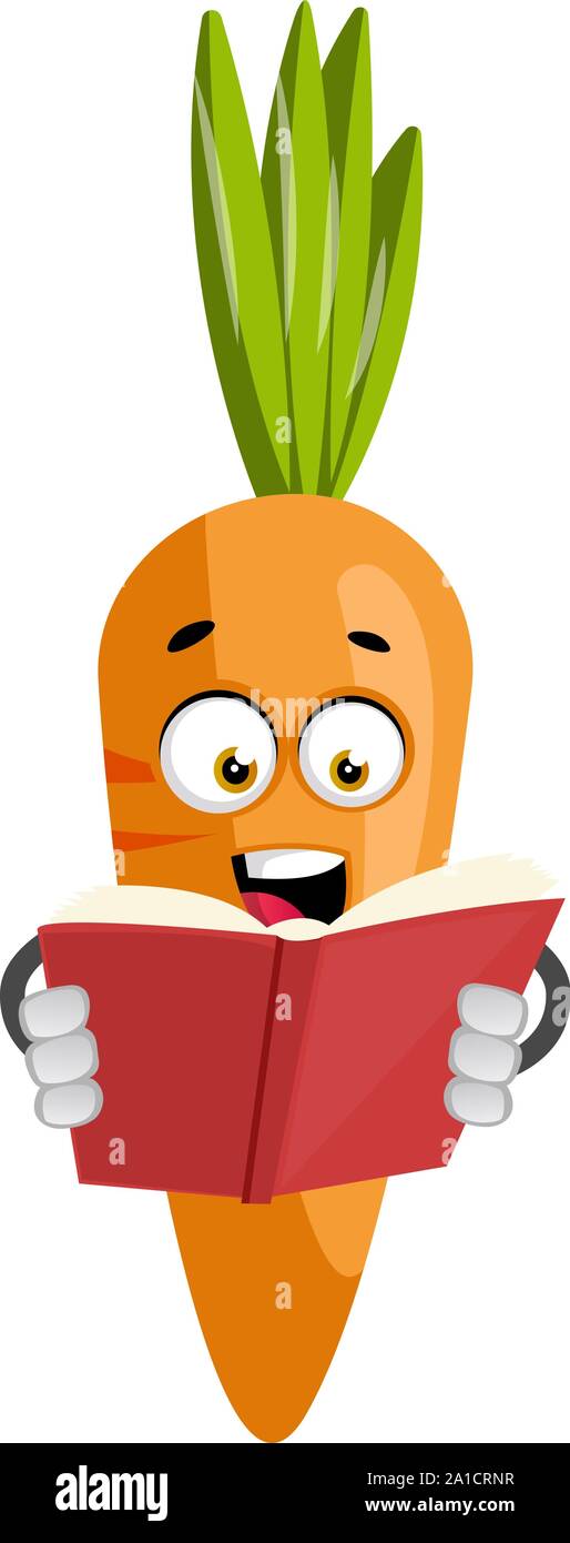 Lettura di carota prenota, illustrazione vettore su sfondo bianco. Illustrazione Vettoriale