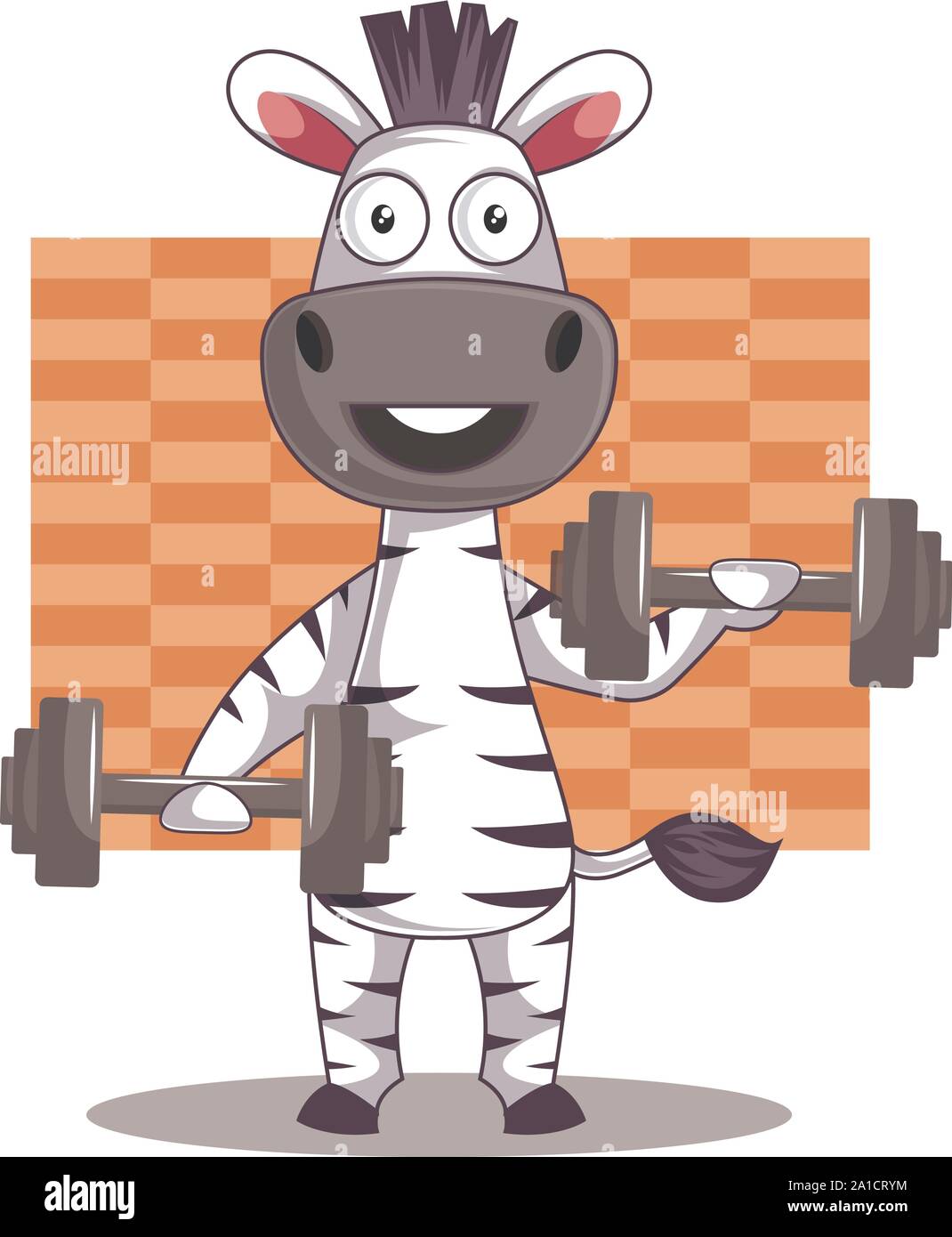 Zebra con pesi, illustrazione vettore su sfondo bianco. Illustrazione Vettoriale