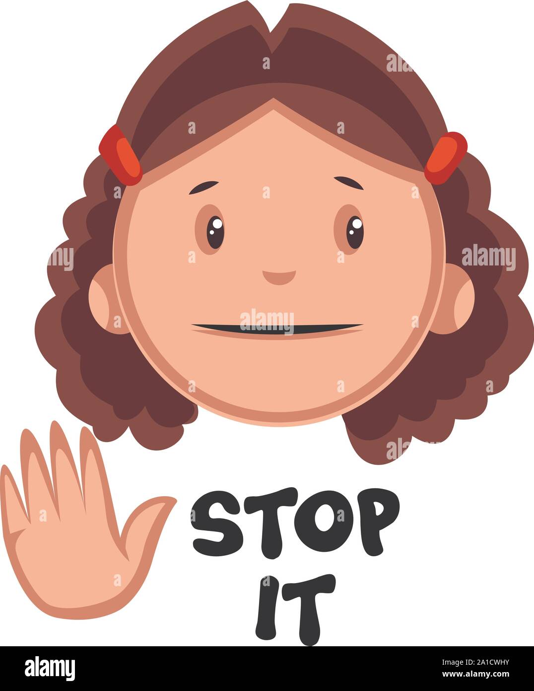 Arrestarlo ragazza gli Emoji, illustrazione vettore su sfondo bianco. Illustrazione Vettoriale
