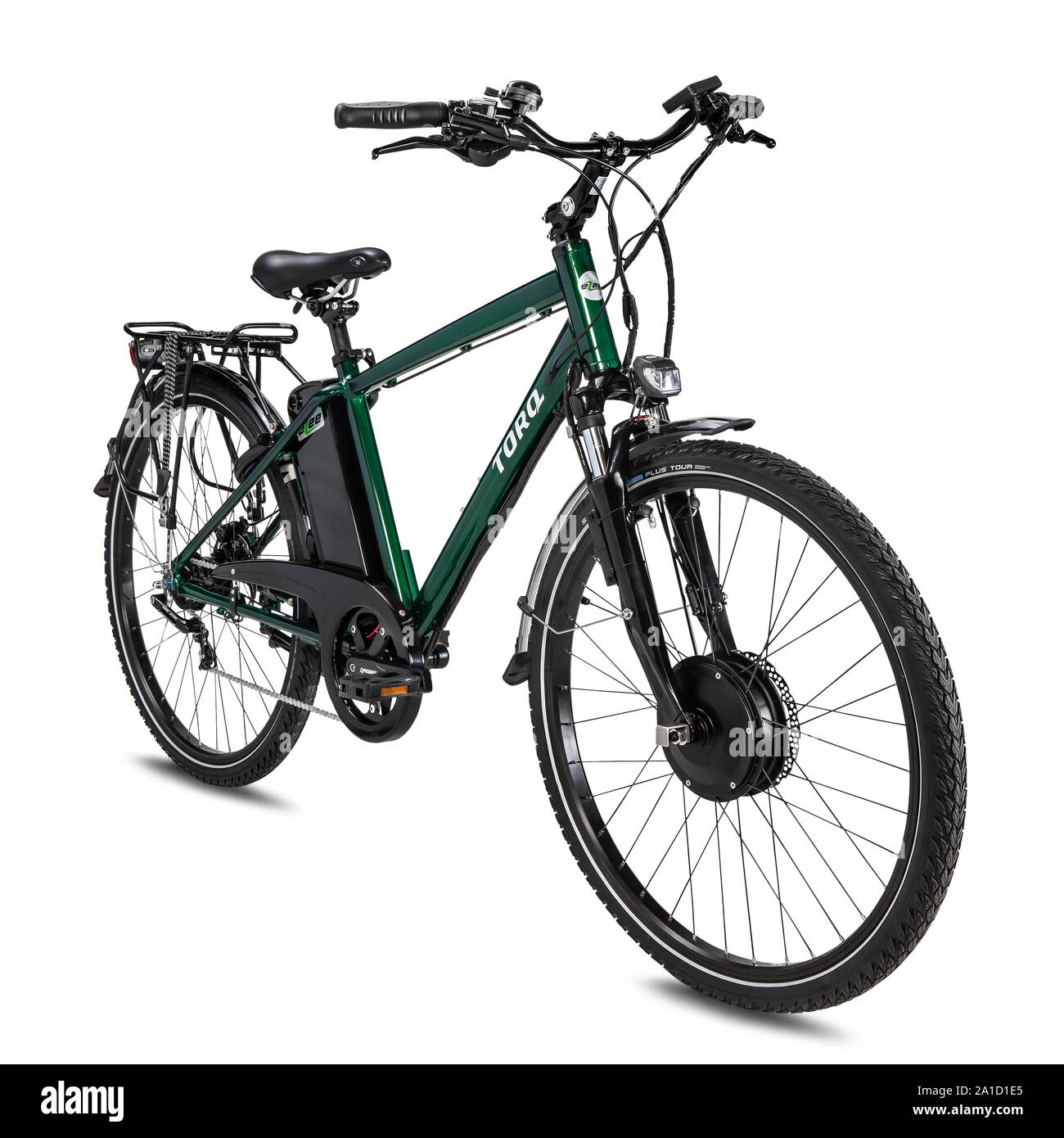 Lo stile del prodotto biciclette elettriche isolate contro uno sfondo bianco. Foto Stock