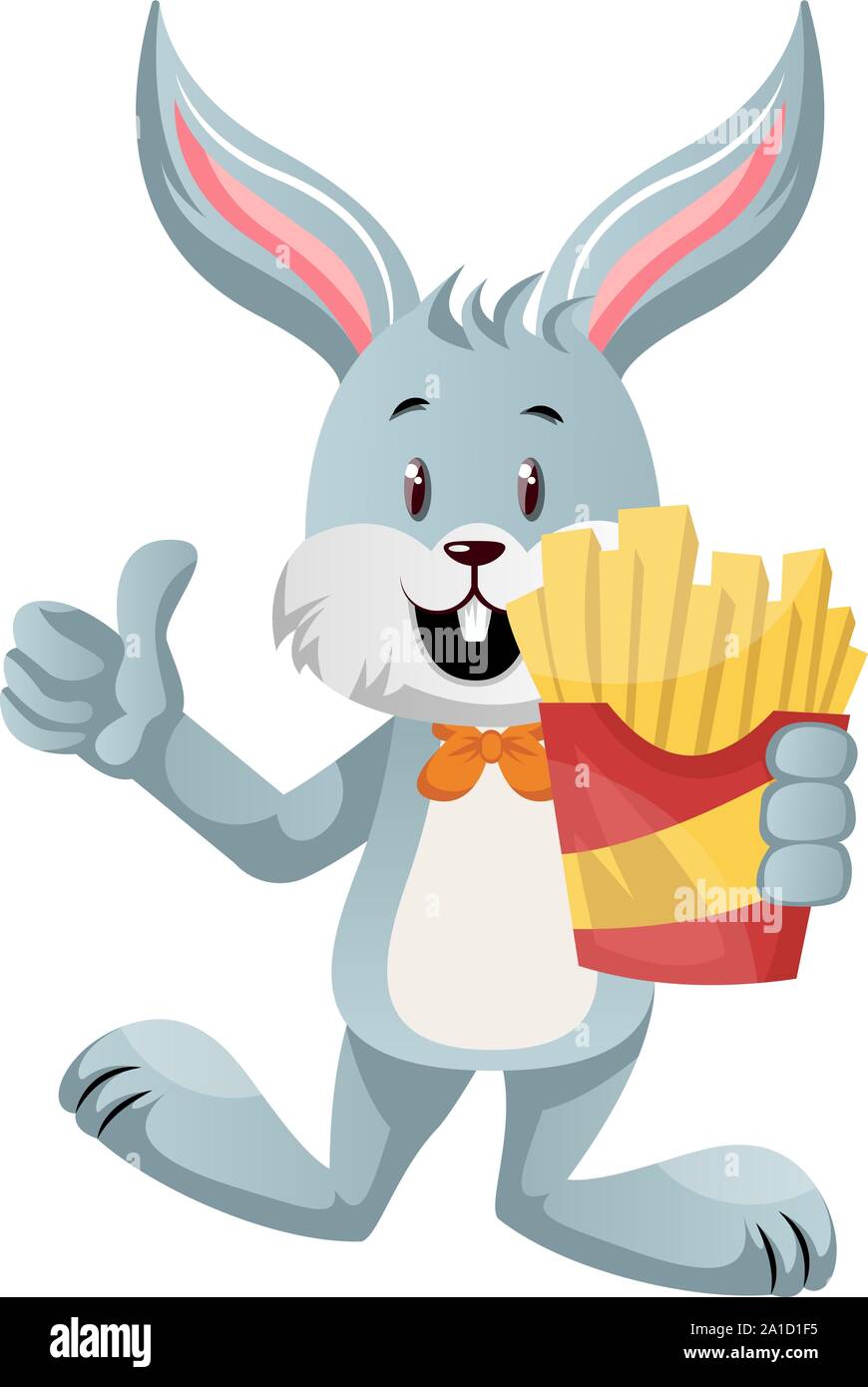 Bunny con patatine fritte, illustrazione vettore su sfondo bianco. Illustrazione Vettoriale