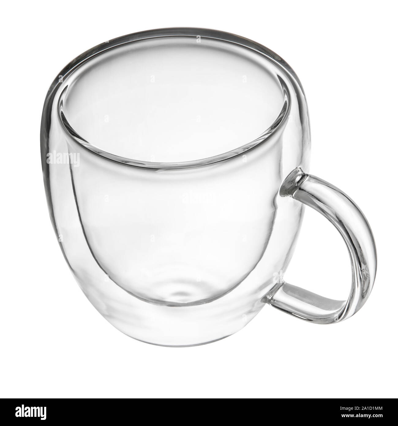 Vetro tazza di caffè a doppia parete isolata mug Foto Stock