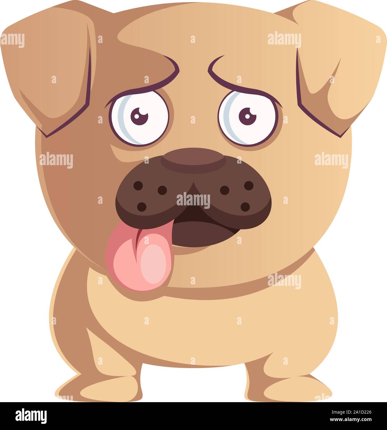 Pug è stanco, illustrazione vettore su sfondo bianco. Illustrazione Vettoriale