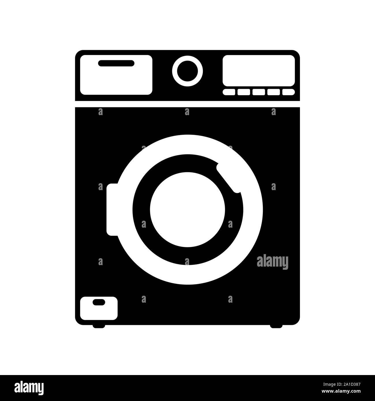 Icona semplificato della macchina di lavaggio, isolati su sfondo bianco Illustrazione Vettoriale