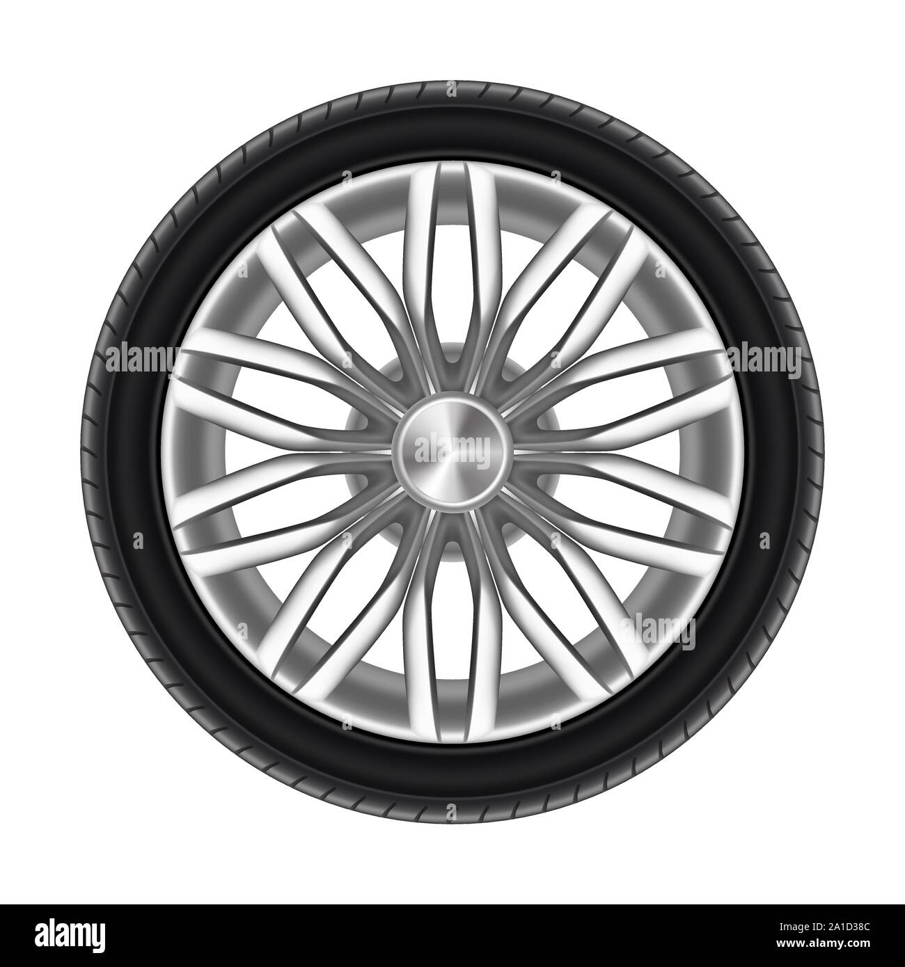 Auto pneumatico o ruota in gomma isolato su bianco Illustrazione Vettoriale