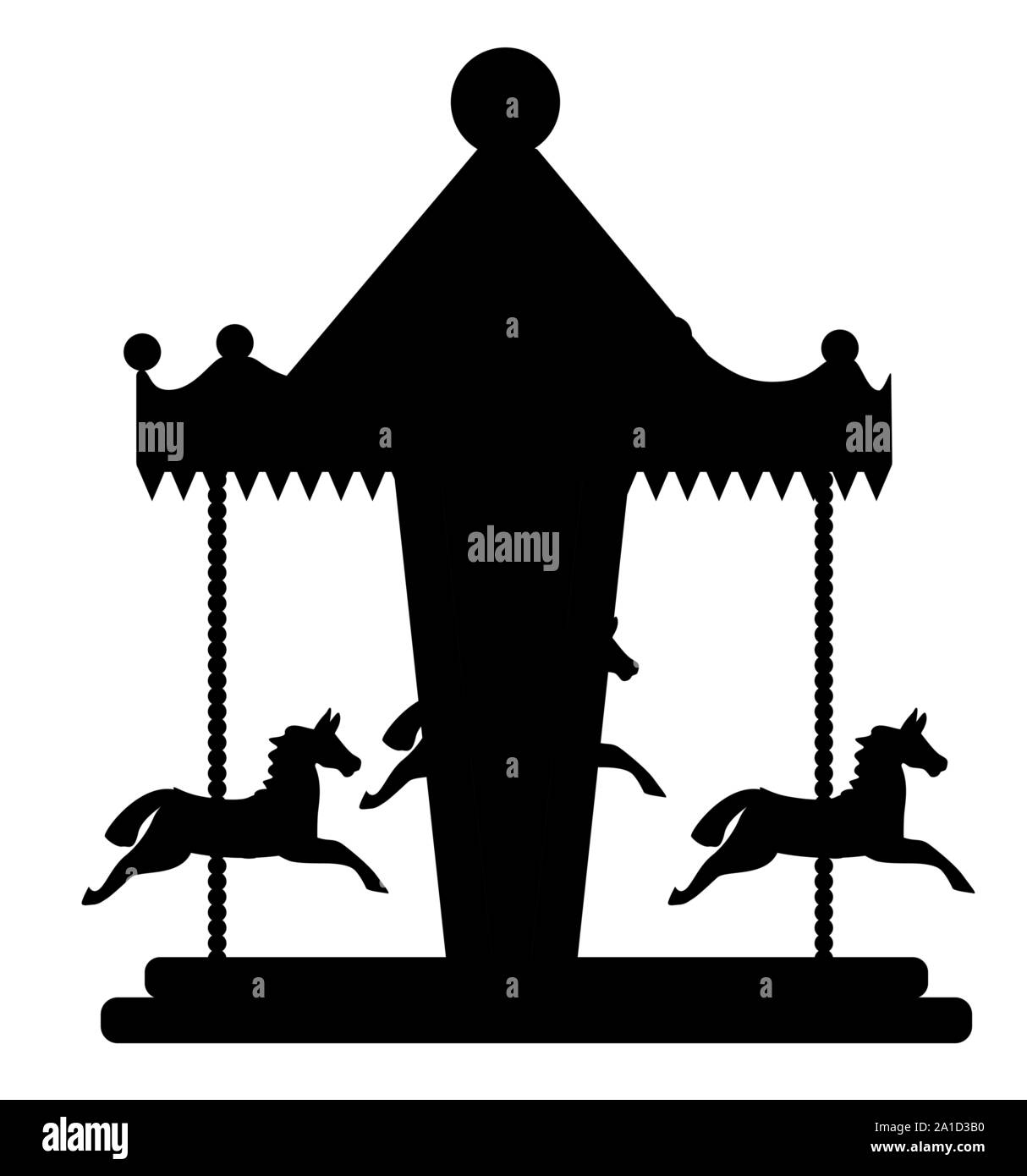 Parco dei divertimenti di elemento, giostra con i cavalli silhouette. illustrazione vettoriale Illustrazione Vettoriale