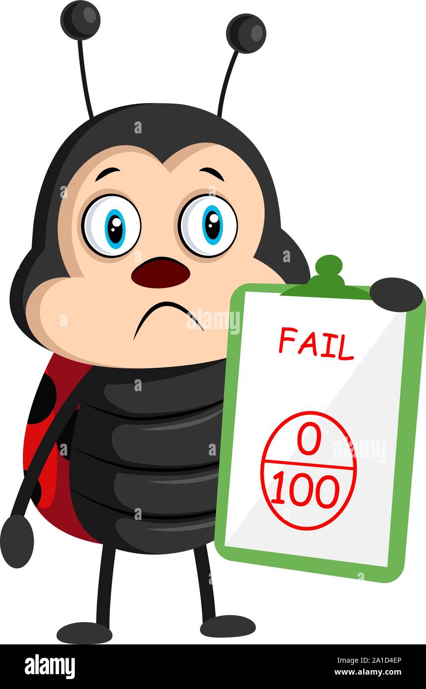 Lady bug di cattiva qualità, illustrazione, vettore su sfondo bianco. Illustrazione Vettoriale