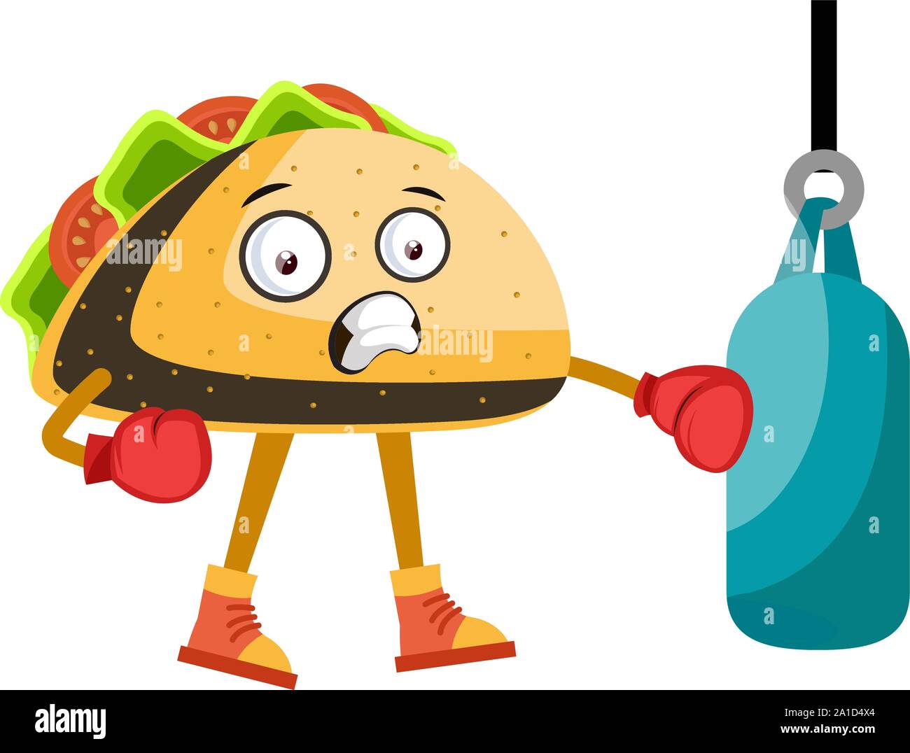 Taco pugilato, illustrazione, vettore su sfondo bianco. Illustrazione Vettoriale
