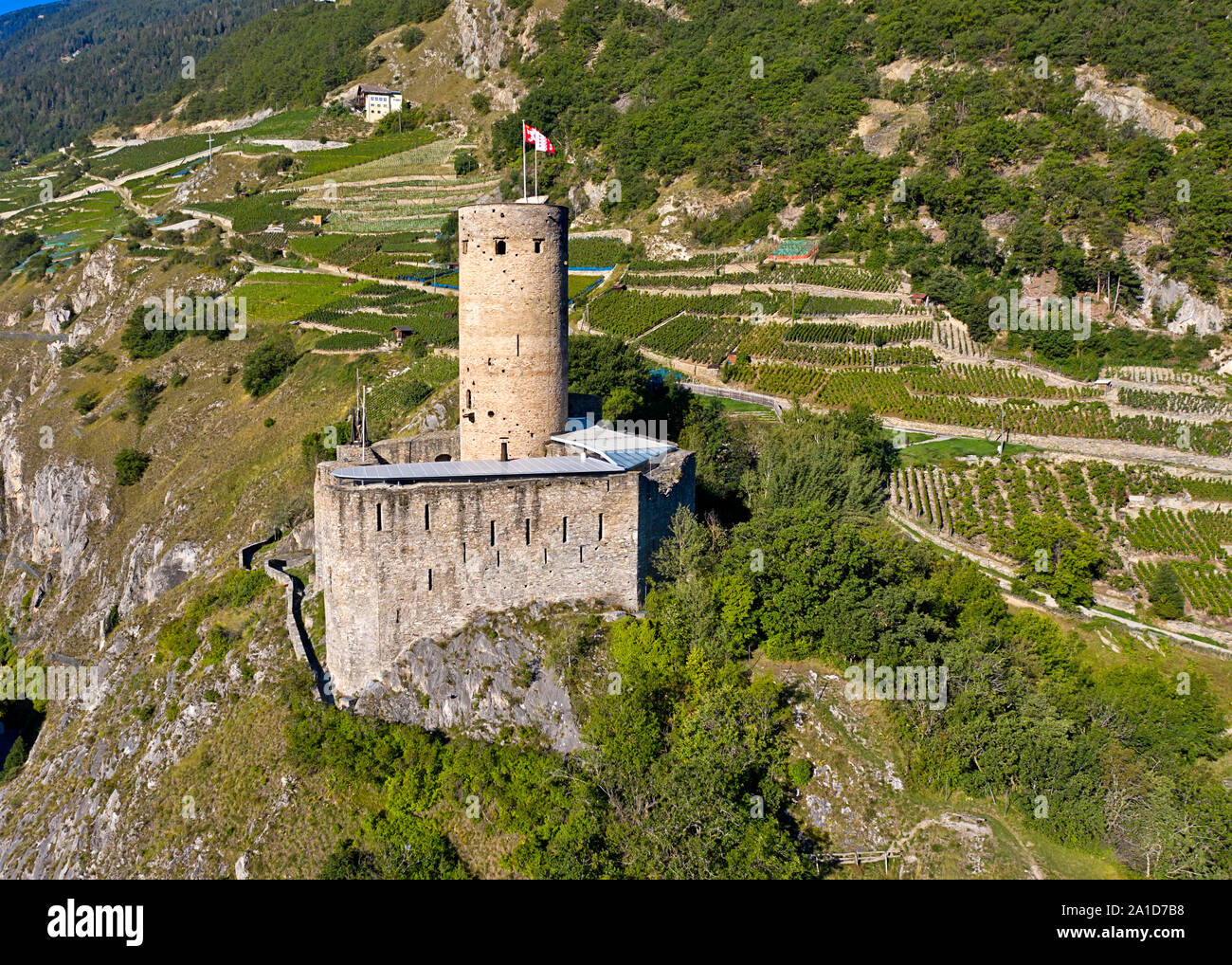 La Batiaz Castello, Chateau de la Batiaz, Martigny, Vallese, Svizzera Foto Stock