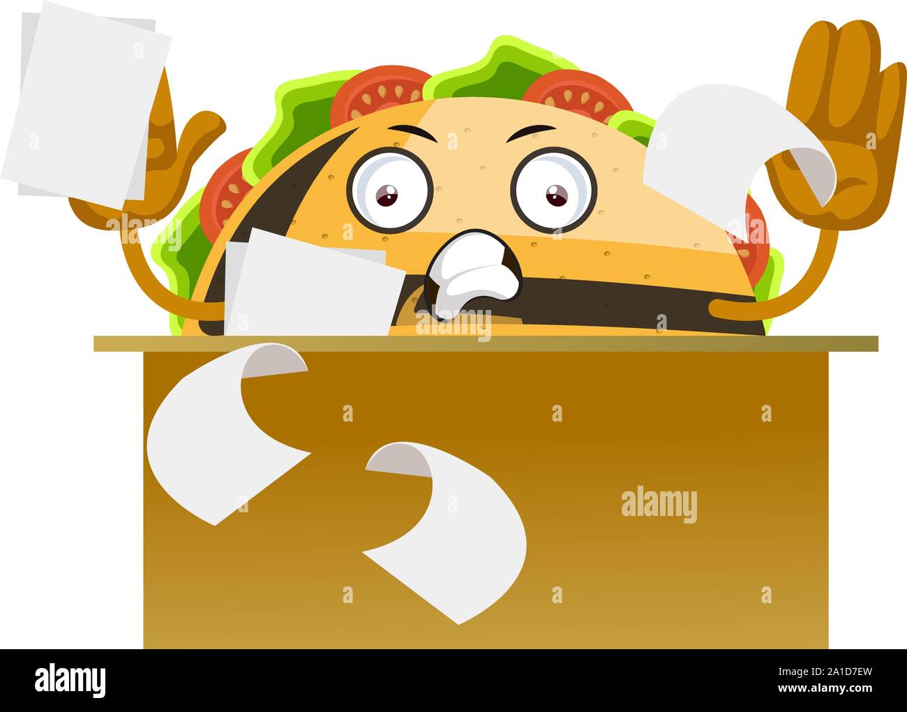 Taco lavorando, illustrazione vettore su sfondo bianco. Illustrazione Vettoriale