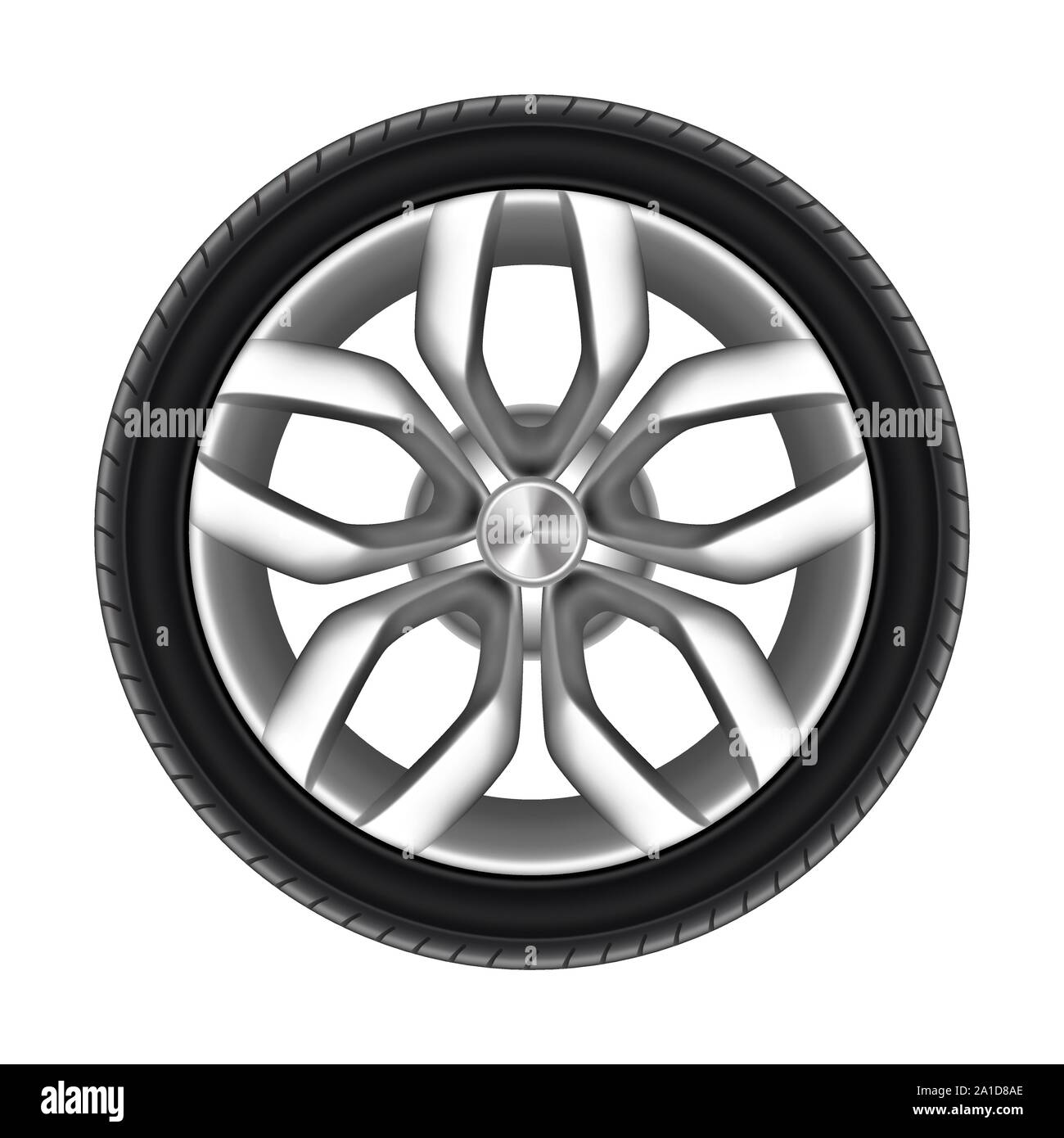 Ruota di un automobile isolato. Pneumatico in gomma del carrello Illustrazione Vettoriale