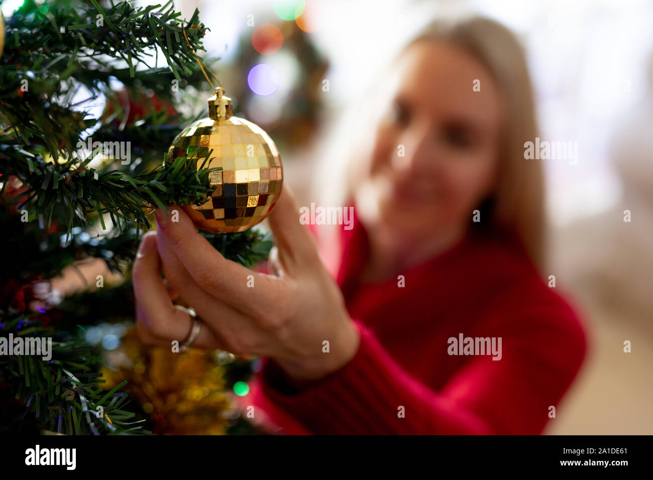 La donna di casa al tempo di Natale Foto Stock