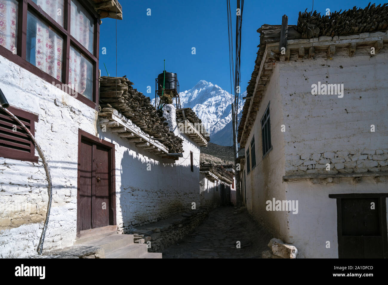 Thini villaggio in Mustang inferiore, Nepal Foto Stock
