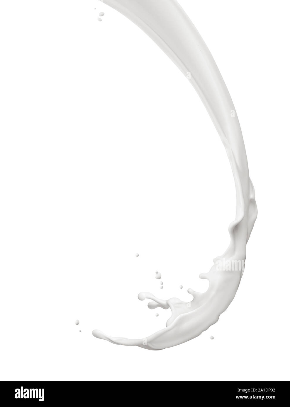 Splash di latte isolato su sfondo bianco Foto Stock