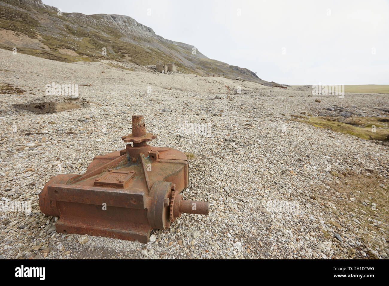 Rimane del lead mining machinery sulla strada Oxclose, Ivy cicatrice, tra Woodhall e a Carperby, Yorkshire Dales National Park, Regno Unito Foto Stock