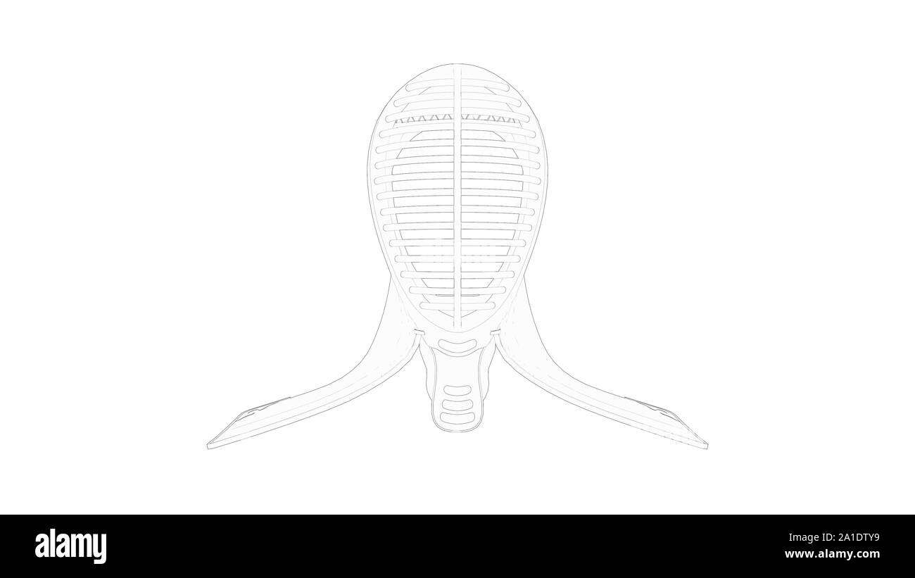 3D rendering di una maschera di Kendo isolato in uno sfondo bianco Foto Stock