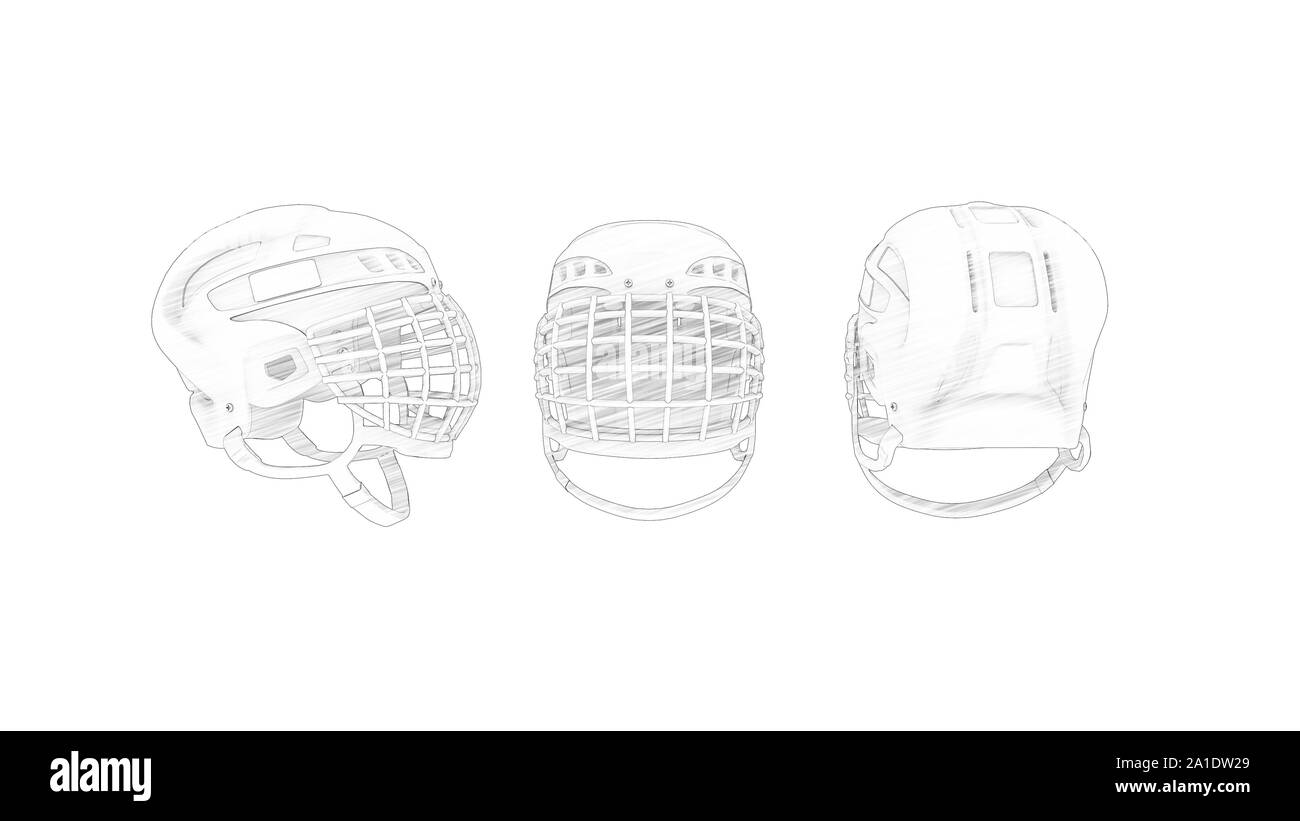 3D rendering di un ice hockey Casco maschera isolato in uno sfondo bianco Foto Stock