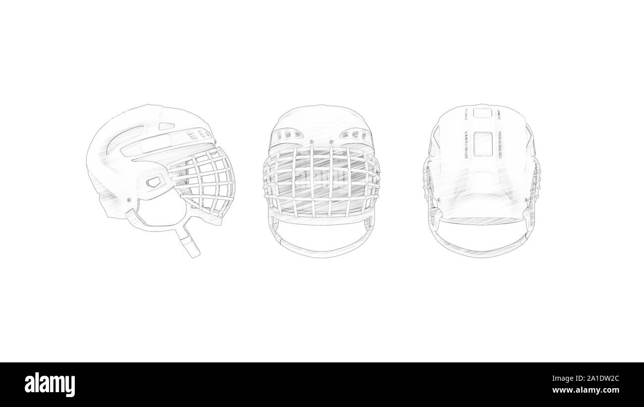 3D rendering di un ice hockey Casco maschera isolato in uno sfondo bianco Foto Stock