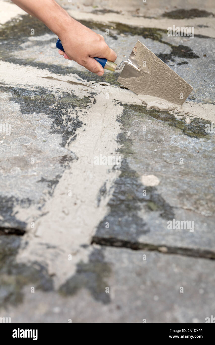 Giunti in malta sarà riempito di malta o di boiacca Foto Stock