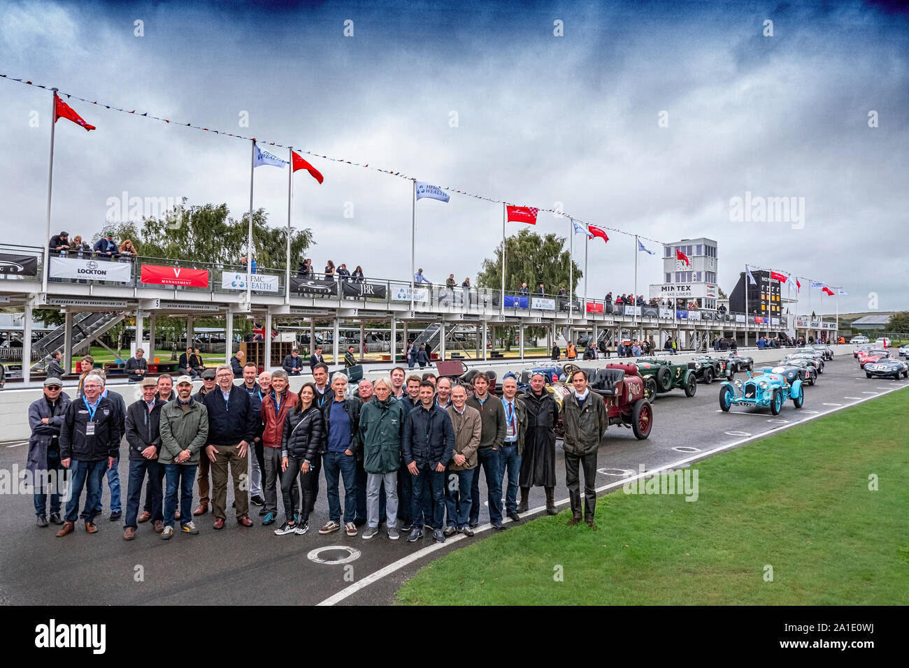 Gruppo di piloti al veloce della carità via giorno a Goodwood 25/9/19 Foto Stock