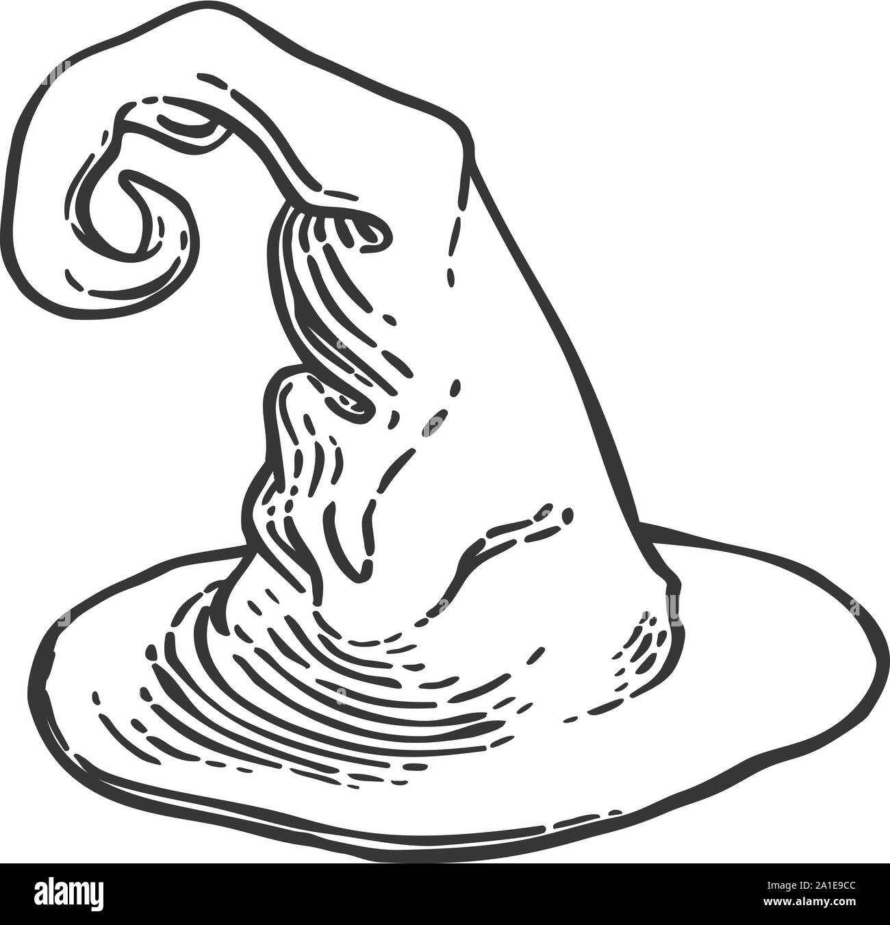 Halloween Witch Hat xilografia Style Illustrazione Vettoriale