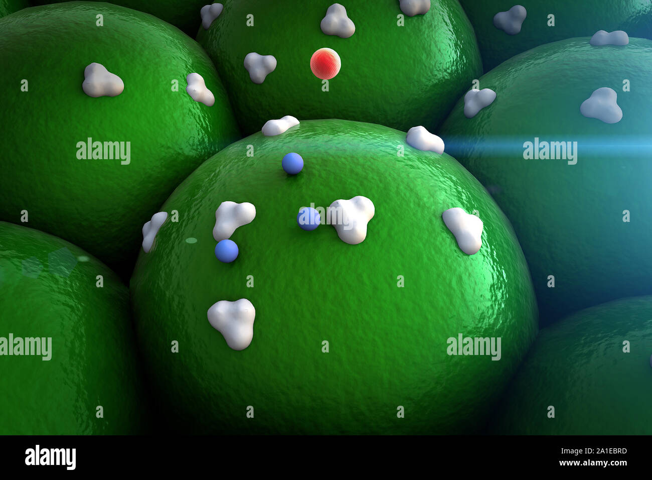Proteina sulla superficie cellulare, recettori e vena sulla superficie di cellule Foto Stock