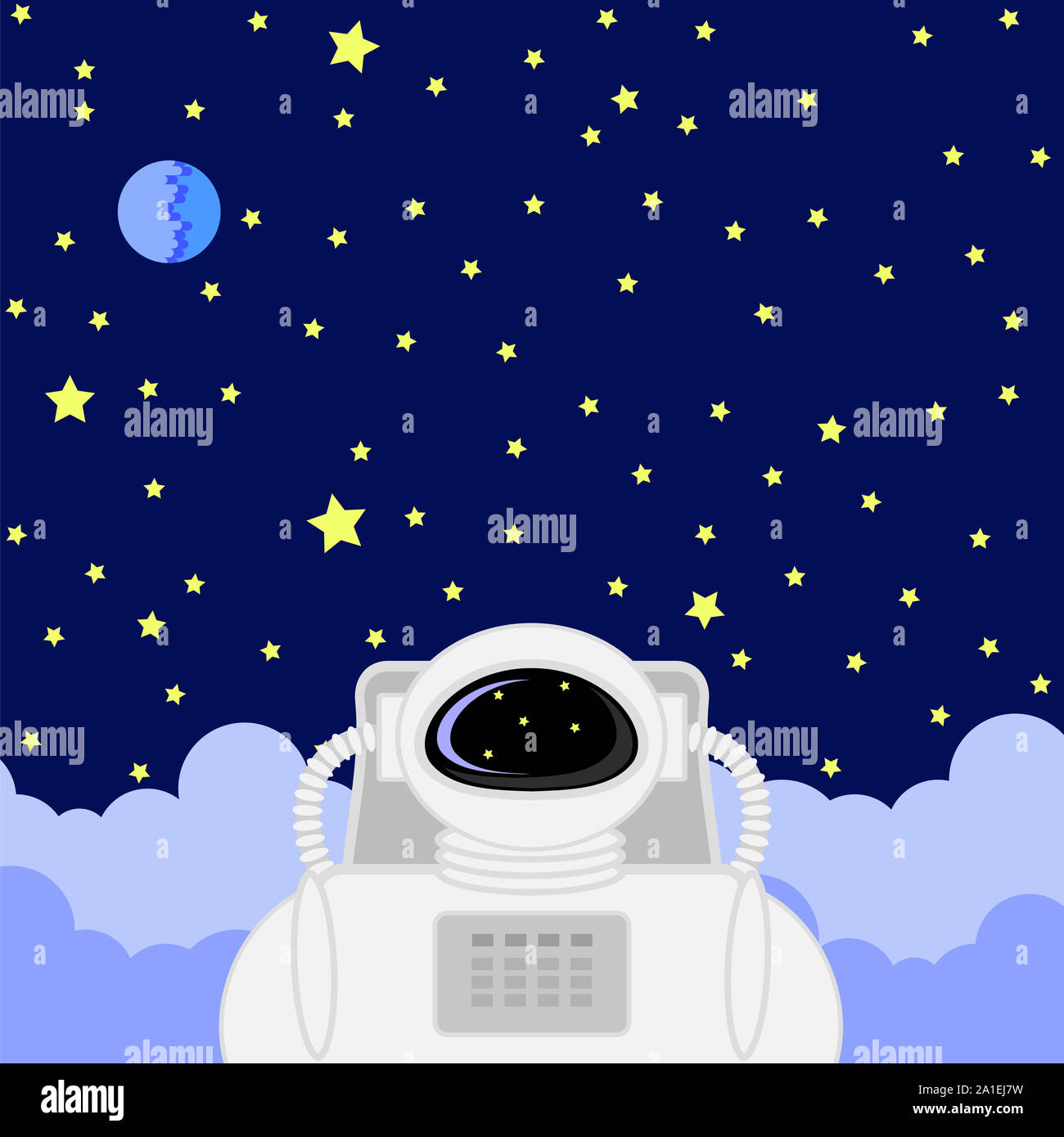 Astronauta Icona sul cielo stellato sfondo Foto Stock